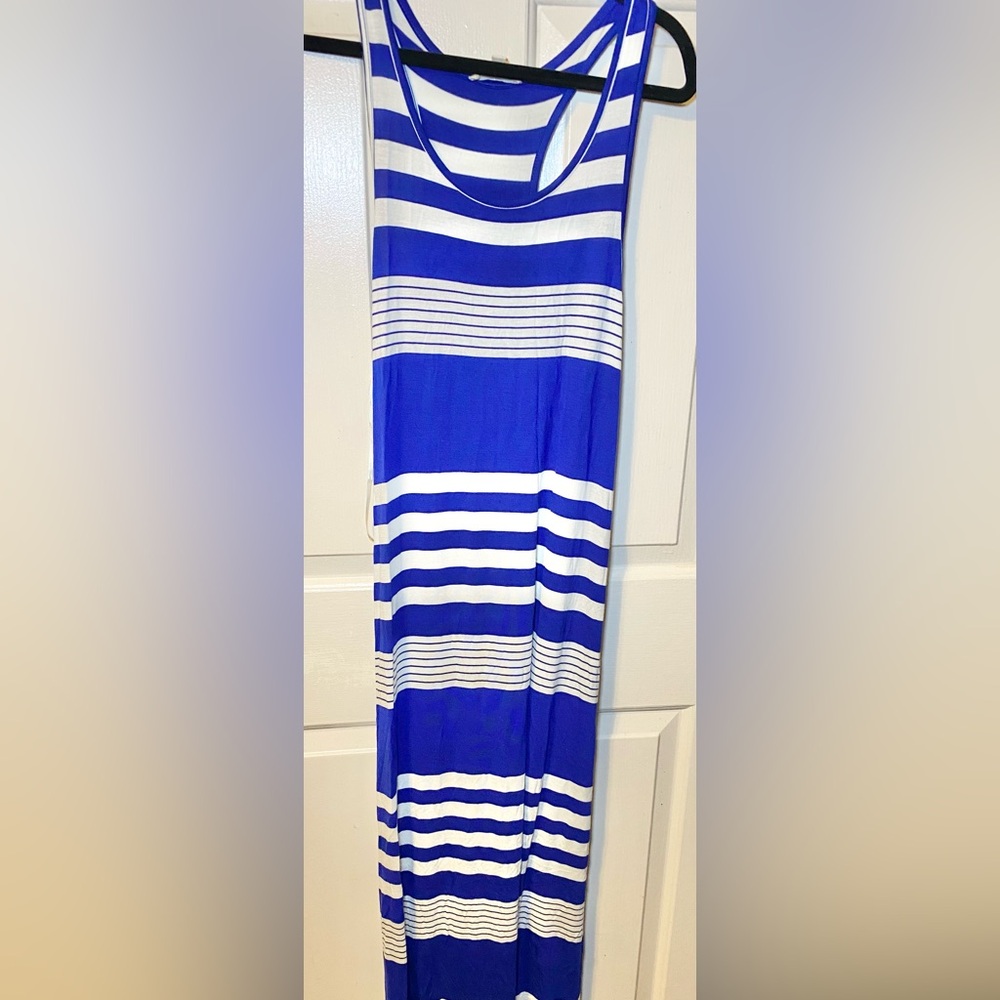 Women’s Black/White‎ Blue/White Stripe Maxi Dresses Set of 2 - Picture 2 of 5
